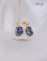 Handmade Gold Plated Natural Stone Hoop Earrings - Anti Tarnish (color option) -ZP1012179